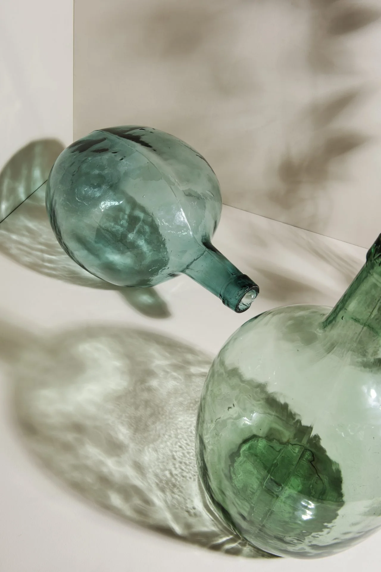 High angle green minimalist vases arrangement